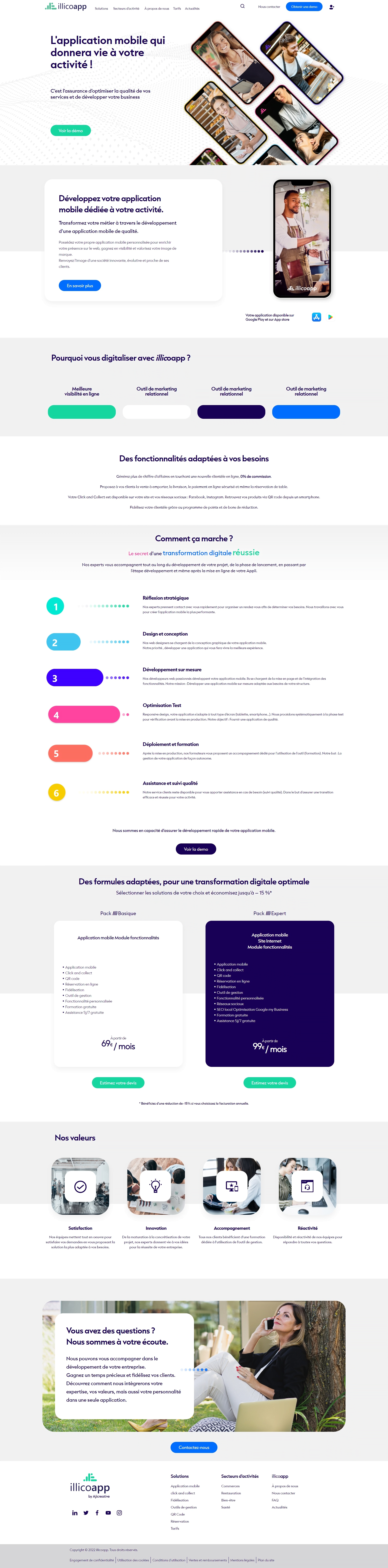 Page d'accueil du site Illicoapp