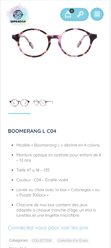 Responsive du site web Bambinocle