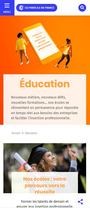 Responsive du site web CCI PARIS IDF