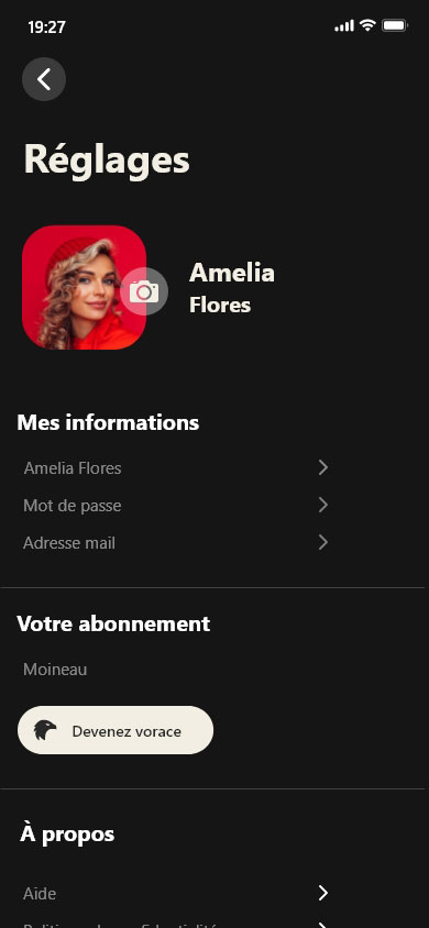 Réglages de l'application Chronics