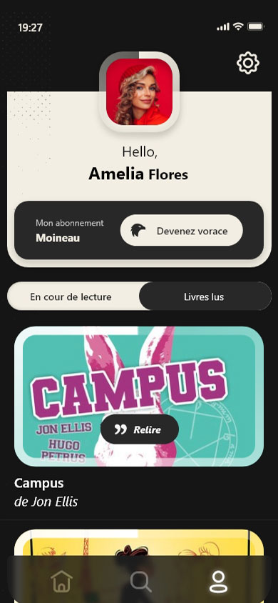 Page d'accueil de l'application Chronics