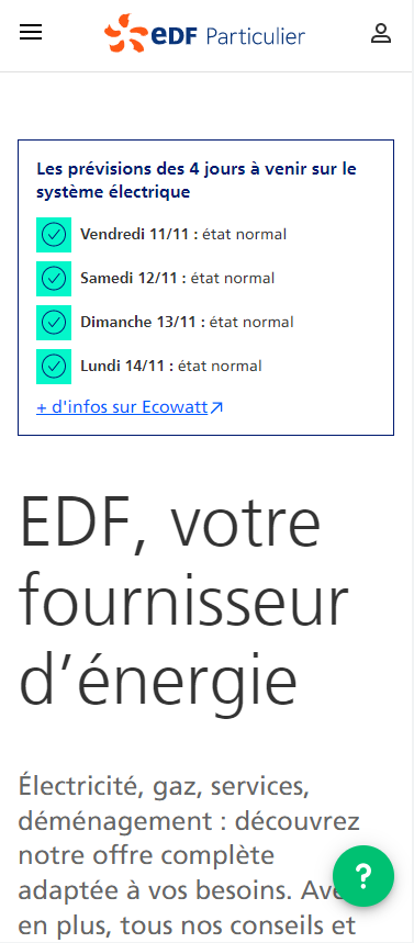 Responsive du site web EDF