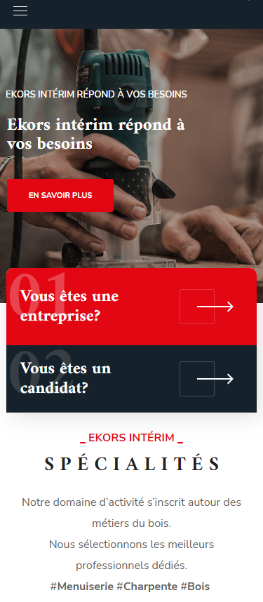 Responsive du site web de Ekors Interim