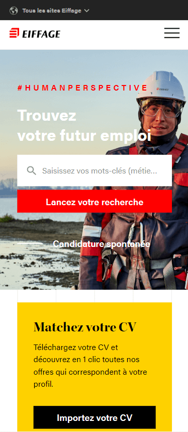 Responsive du site web Job eiffage