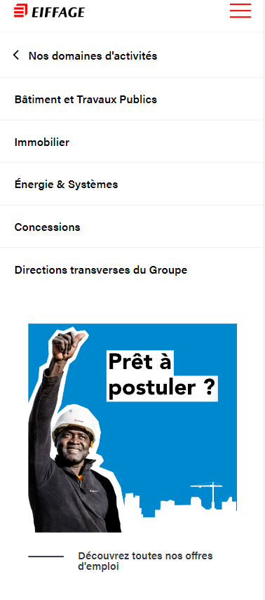 Responsive du site web Job eiffage