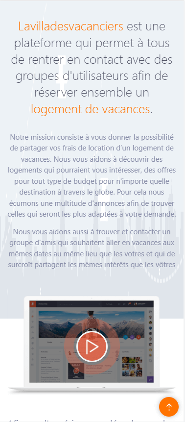Responsive du site web La villa des Vacanciers
