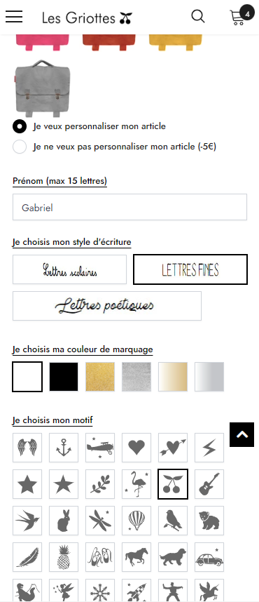 Responsive du site web Les Griottes