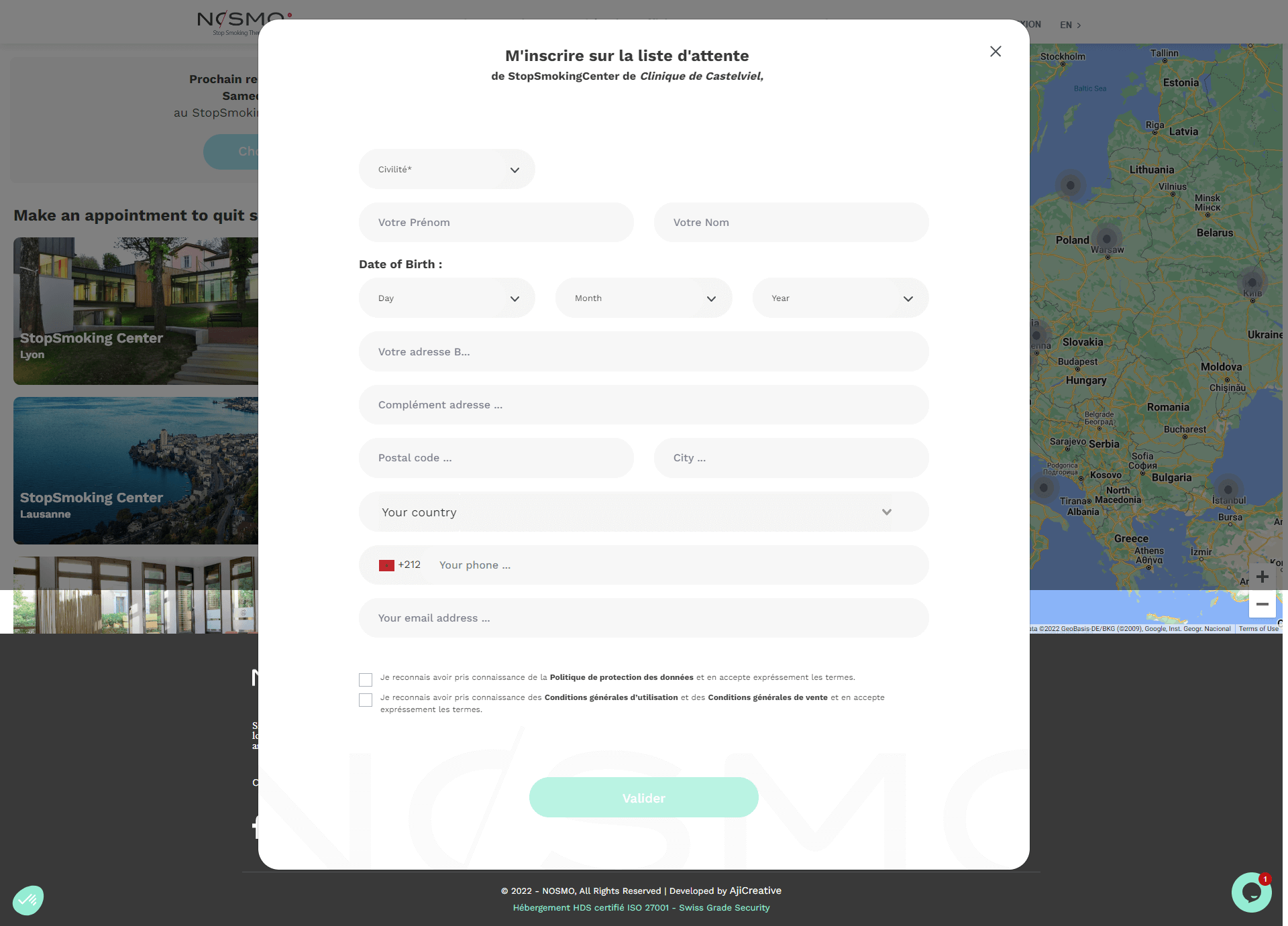 Inscription à la liste d'attente sur le site de Nosmo