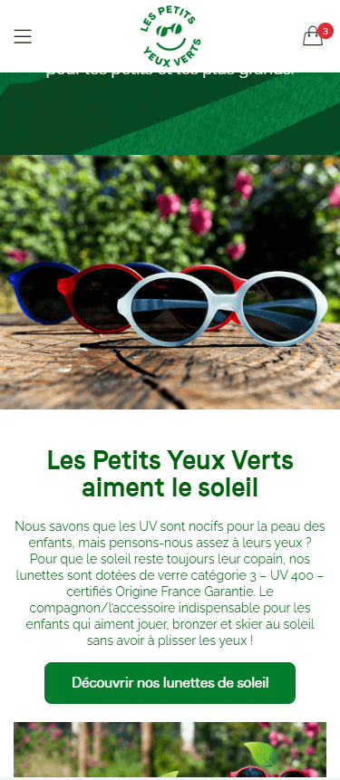 Responsive du site web Les Petits Yeux Verts