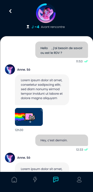 Page message de l'application Sheedn