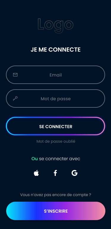 Page de connexion de l'application Sheedn