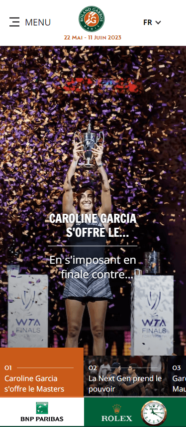 Responsive du site web Roland garros