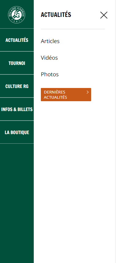 Responsive du site web Roland garros