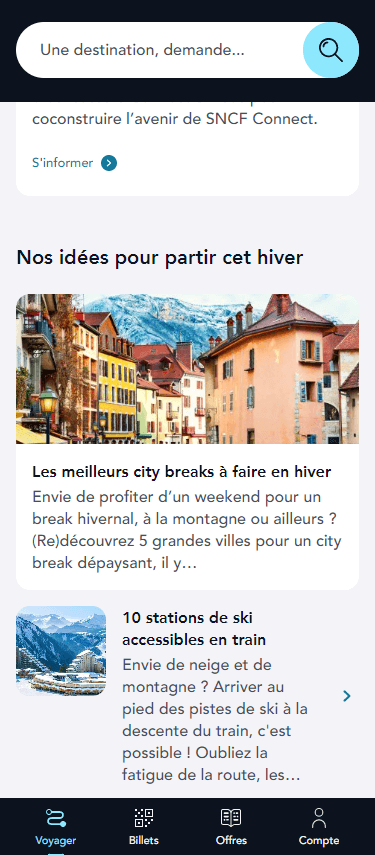 Responsive du site web Sncf Conect