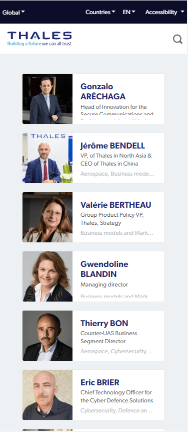 Responsive du site web Thales group