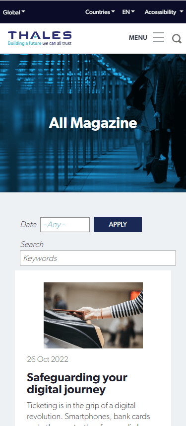 Responsive du site web Thales group